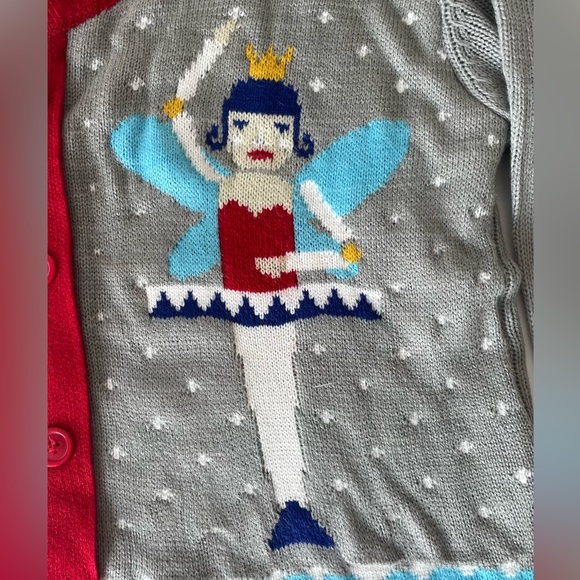Ugly Sweater Nutcracker Ballerina V neckSweater, M - Picture 3 of 5